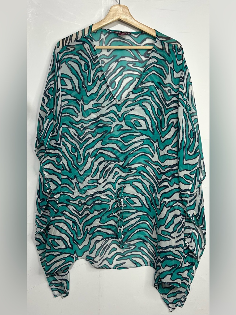 Jessica London Sheer Teal Animal Print Swimsuit Coverup Size 22